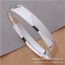 欧美饰品时尚手环批发925纯银饰民族风简约圆环光板手镯特价批