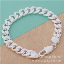 外贸欧美手链批发925纯银饰品简约侧身车轮链男式手链银饰混批