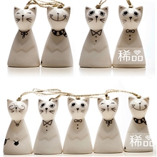 陶瓷工艺手绘猫风铃陶瓷风铃zakka创意喵星人家居摆设FL5-17