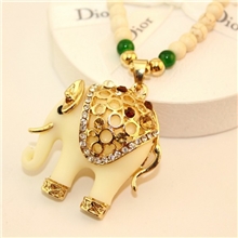民族风饰品吉祥如意大象泰国象镂空镶钻吊坠长款毛衣链项链批发