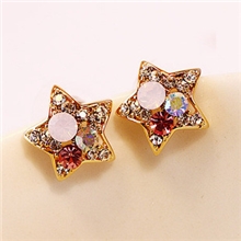 A2309复古镶钻五角海星镶嵌彩晶钻耳钉/耳环