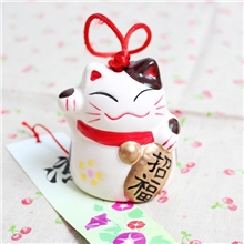 厂家直销日式风格招财猫陶瓷风铃招福多款可选小额混批