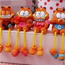 厂家直销治愈系小号加菲猫吊脚娃娃树脂摆件