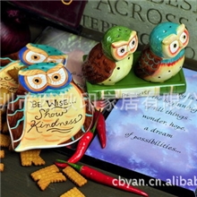 外贸手绘陶瓷批发猫头鹰系列调味瓶