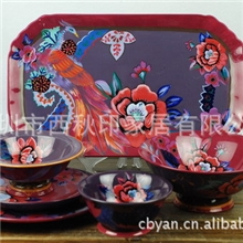 外贸陶瓷餐具批发，陶瓷工艺品，彩绘陶瓷盘子杯子