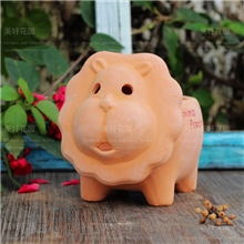 花盆/红陶盆/细质陶盆/素烧盆红陶花盆扑白卡通动物系列小狮子