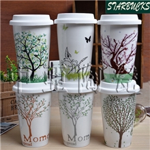 【0308】生产加工隔热陶瓷杯马克杯咖啡杯带盖单层骨瓷保温杯子