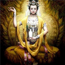 100%精准丝线印花布十字绣敦煌飞天坐莲观音菩萨宗教信仰人物客厅