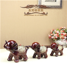厂家直批好事连连一家三口大象摆件树脂工艺品乔迁结婚礼品礼物