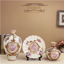 家居饰品摆设欧式陶瓷花瓶三件套壁柜玄关摆件结婚礼品SF93005