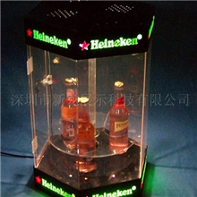 深圳亚克力啤酒饮料旋转展示架、白酒啤酒红酒亚克力旋转展示柜
