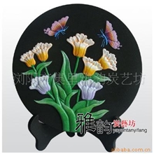 供应批发集里雅韵炭雕活性炭雕碳雕摆件礼品工艺品(316)郁金香