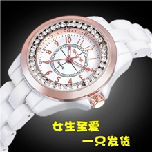 一件发货白色陶瓷女表韩版时装表潮时尚女士手表复古果冻女表