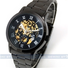 一件起批!EBAY热销钨钢镂空机械手表背透金芯罗马文字机械男表