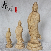 【森艺】黄杨木雕居家风水摆件念珠佛像手工艺品拿珠观音