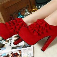 新款女鞋秋冬季黑色高跟鞋红色婚鞋防水台单鞋新娘鞋