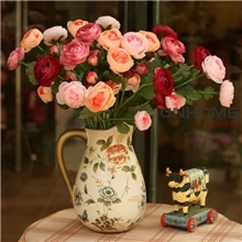 欧式高档仿真花批发淘宝露莲淘宝热卖可混批春色三头茶花