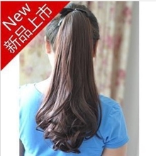 假发批发仿真丝梨花卷马尾假发绑式长卷发卷马尾接假发片