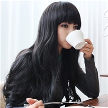 齐刘海长卷发女生假发长卷蓬松可爱长卷假发套jiafa热卖仿真发网