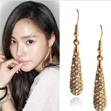 c46欧美FOREVER21花瓣雨水滴形满钻明星款耳坠