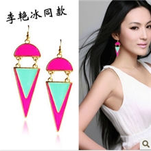 c54欧美饰品批发21品牌荧光色几何形拉风耳环明星款