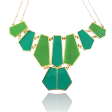 c582013日韩新款彩色滴釉几何形项链毛衣链双层链子亮片