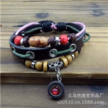 可调节男女通用LeatherBracelet牛皮手链小商品小饰品批发