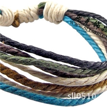 2元店货源编织手链麻绳手链~手工手皮绳手环热~可同系列混批