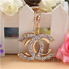 酷熙饰品大牌钥匙扣双C水晶汽车钥匙扣韩国进口包包扣送女