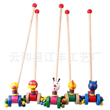 木制玩具益智玩具批发手推动物动物推车引导宝宝练习走路