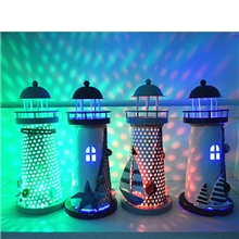 地中海系列一件代发货厂家直供铁皮灯塔风灯彩灯款中号装饰摆件