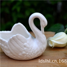 白色天鹅花器高温陶瓷zakka花盆浪漫小烛台日式杂货