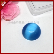 供应梧州人造合成宝石海蓝色圆形猫眼水晶玻璃加工批发A-AAAAA