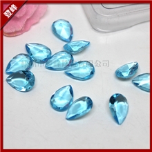 供应饰品配件梧州合成宝石海水兰梨形水晶玻璃加工批发A-AAAAA