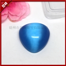 供应梧州人造合成宝石海蓝色三角形猫眼水晶玻璃加工批发A-AAAAA