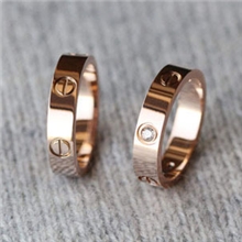 【专柜同款】经典简约主义卡记陈冠希窄边螺丝钉纹戒指钛钢镀真金