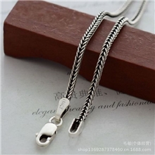 925纯银饰品复古泰银男女通用狐尾项链