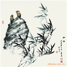 出售水墨名家蒋昌忠纯手绘花鸟画细雨