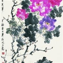 出售水墨名家韩毅成纯手绘花鸟画富贵图