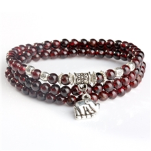 正品天然水晶108颗石榴石手链5mm多圈手串批发酒红石榴石