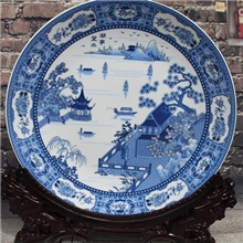 景德镇瓷器青花装饰盘居家办公摆件工艺礼品陶瓷