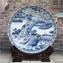 清明上河图-景德镇青花瓷装饰盘现代家居摆件挂盘坐盘
