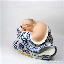 厂家直供应各种规格景德镇陶瓷哈哈罗汉招财陶瓷佛像摆件