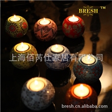 佰芮仕欧美创意中式陶瓷烛台景德镇工艺摆件彩绘烛台