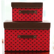 高品质爱心图案无纺布收纳箱大号（38*25*25cm）