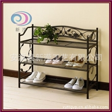 新滢铁鞋架三层鞋架实用耐用鞋架田园黑色鞋架