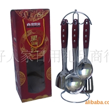 厂家供应开门红不锈钢厨具七件套红木柄锅铲汤勺刀叉节日礼品