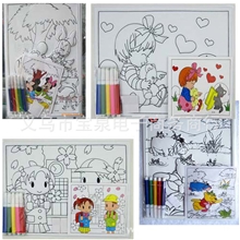 立体水彩画环保儿童DIY浮雕画壁画3D凹凸填色画卡送笔厂家直销