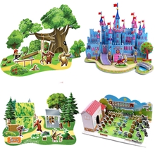 厂家直销3D立体拼图儿童玩具创意diy小屋高档精美手工纸模型多图