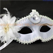 白色时尚带花面具派对舞会圣诞节面具面具批发厂家直销